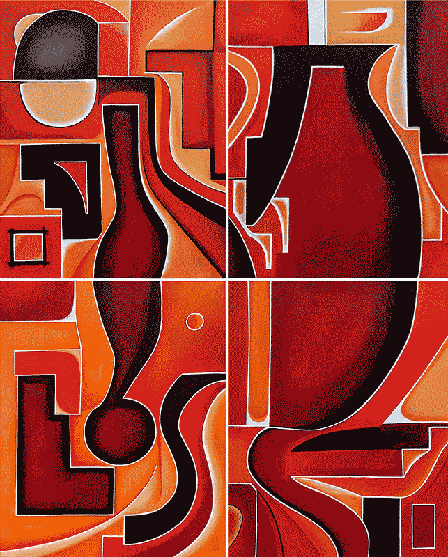 Sound of Symphony  32” x 40” x 1”  Acrylic On 4 Individual Canvas Pannels