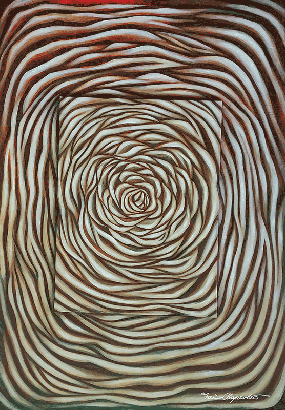 Petal Vortex  31.5” x 45” x .05”  Acrylic on Woodboard