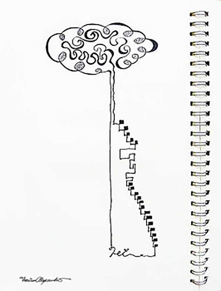 Steps to the Clouds  [14” x 10”  Ink Pen on Sketch Paper]