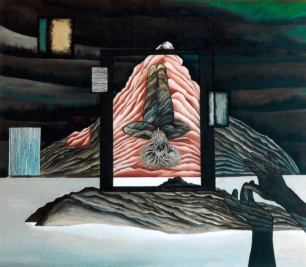 Negative Ion 36" x 30" x 1.5" Acrylic on Burlap 