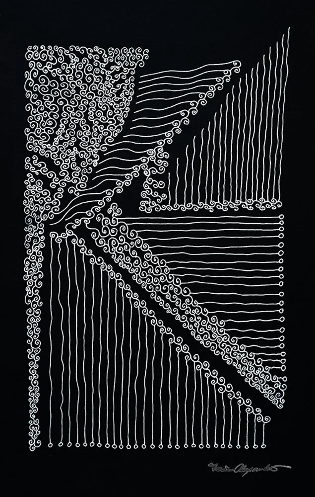 Lines of Wander [ 12” x 14”  Gel Pen on Sketch Paper]