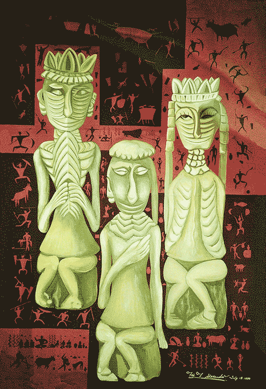 The Ancient Wedding  30" x 36" x 1.5"  Gouache & Water Color On Water Color Paper