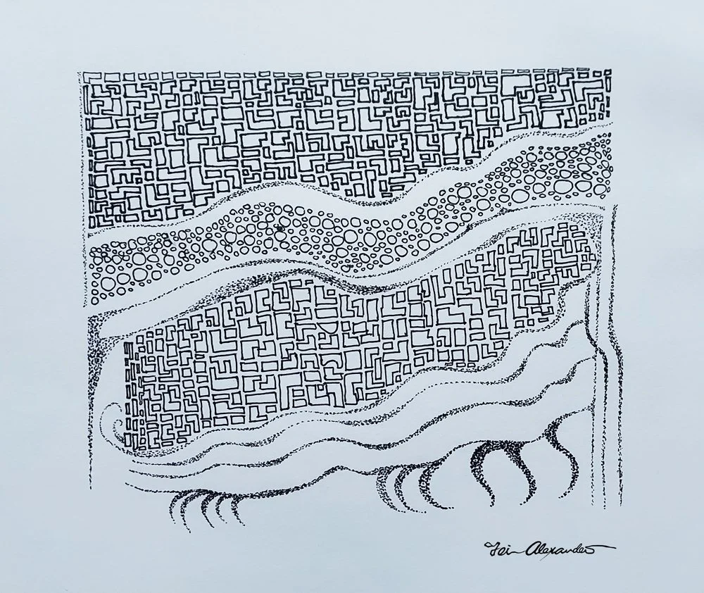 Parallel Rivers  [8” x 10”  Ink Pen on Sketch Paper]