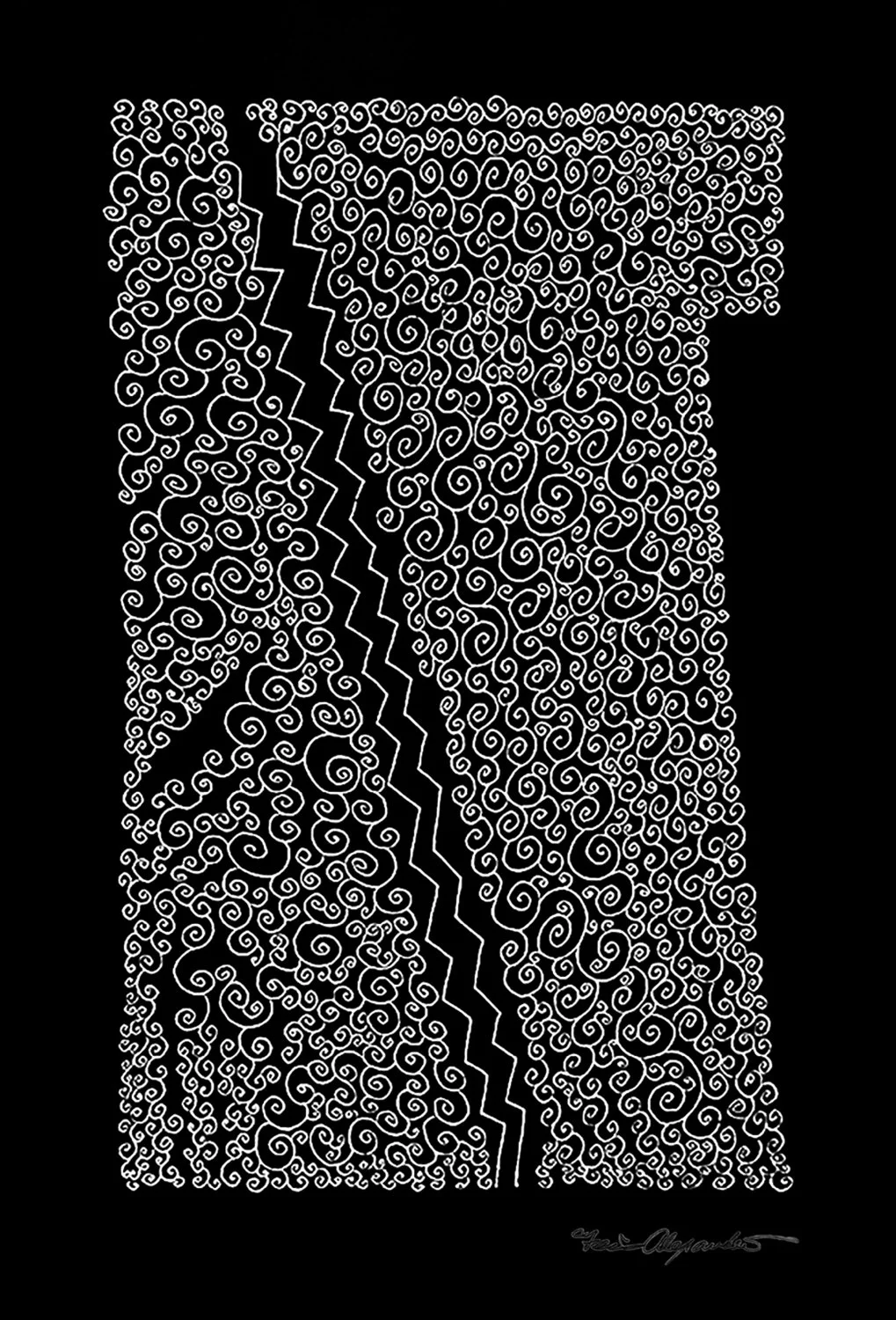 Forest Path  [ 12” x 14”  Gel Pen on Sketch Paper]