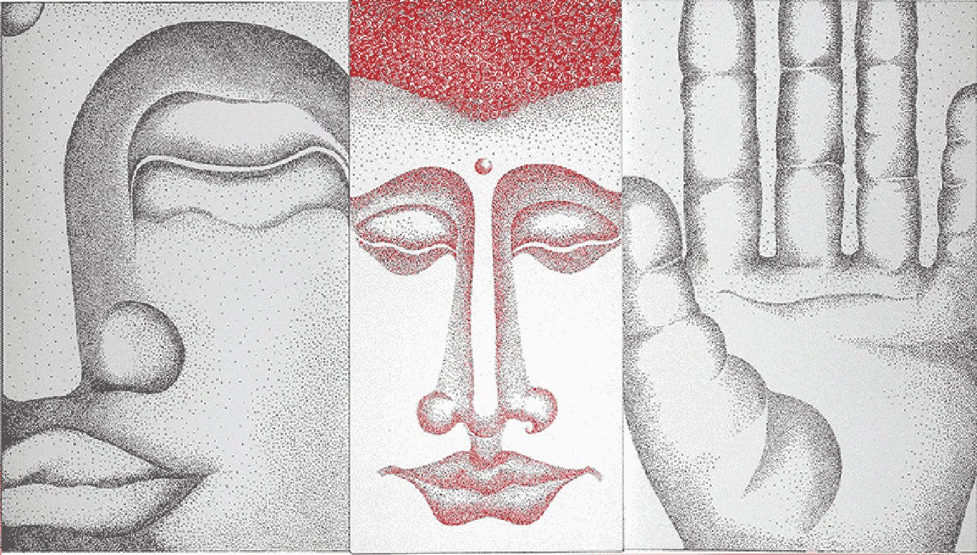 Reaching No. Two  [ 36” x 30” x 1”  Permanent Marker on Combined Canvases]