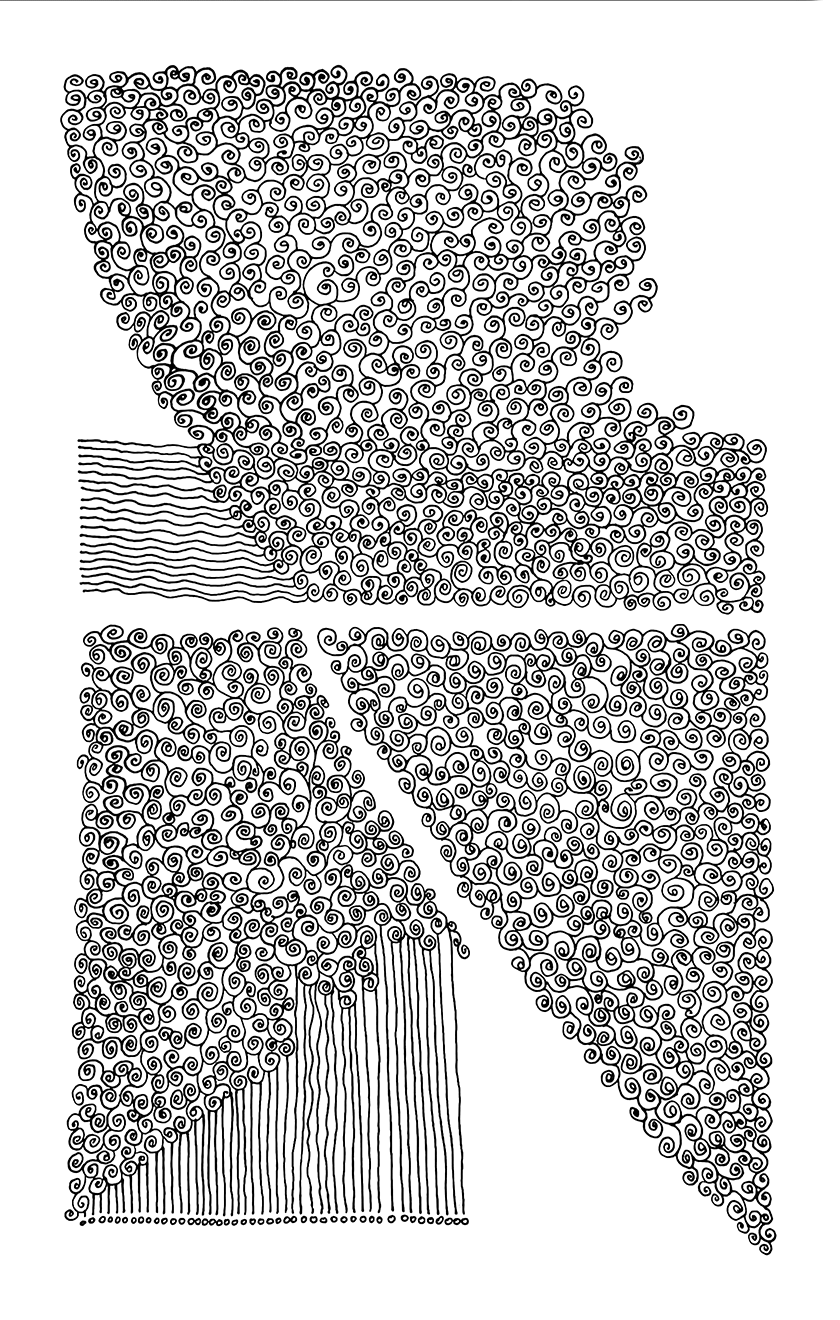 Traversing Shape  [ 11“ x 8.5”  Ink Pen Drawing on Watercolor Paper]
