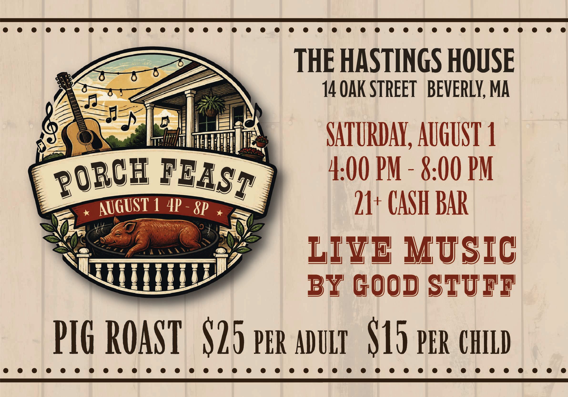 "Beverly 400" PorchFeast at Hastings House