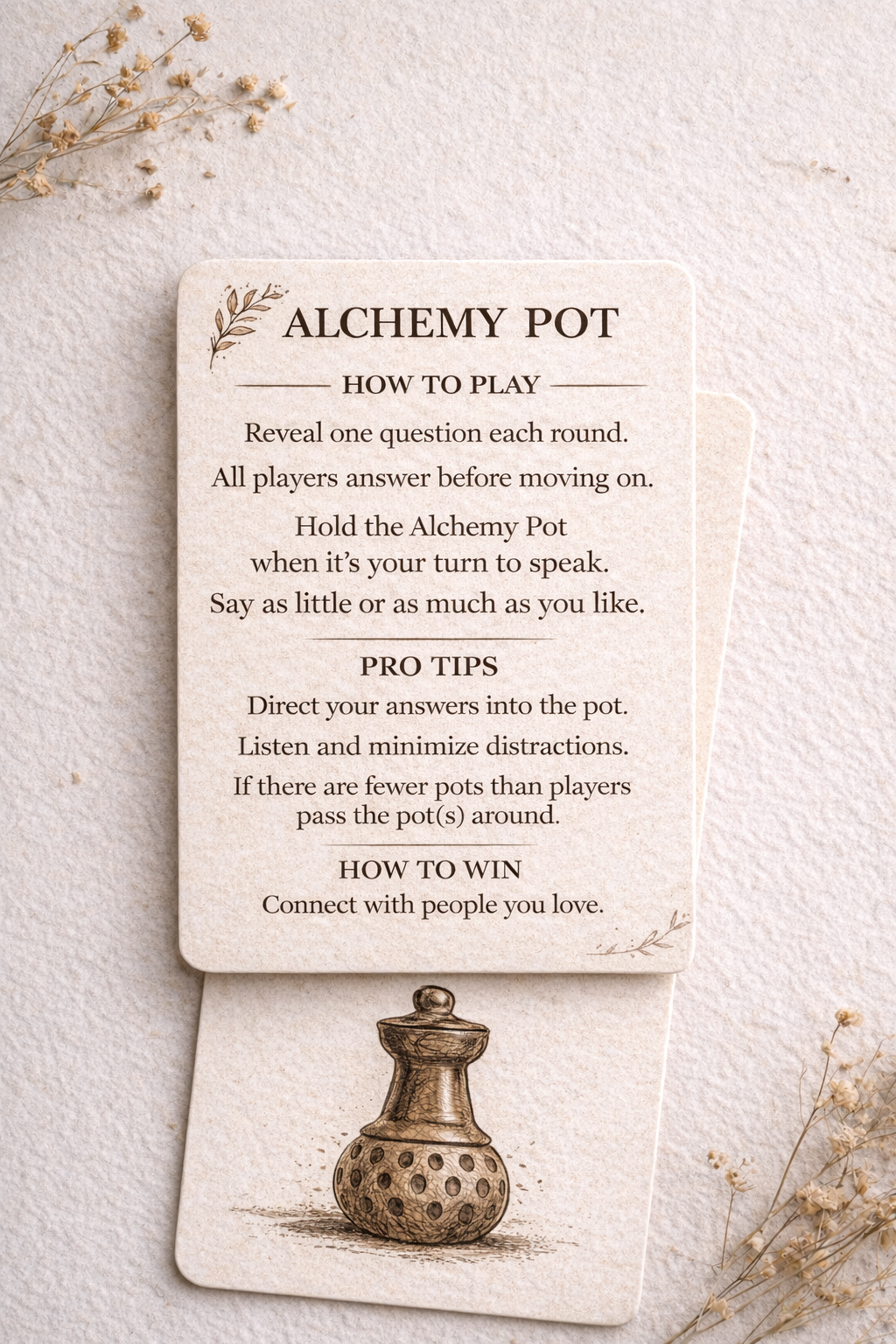 Alchemy Pot Game Card, alchemize emotions and pass the pot