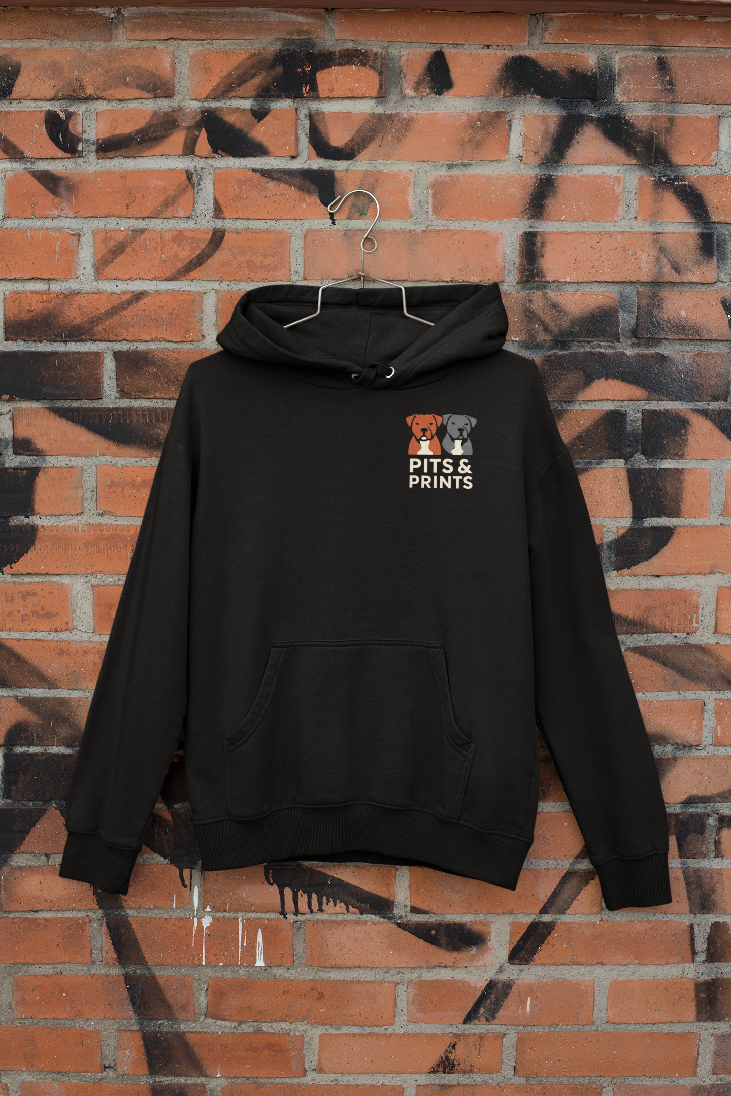 Black Pits & Prints Chest logo hoodie.png