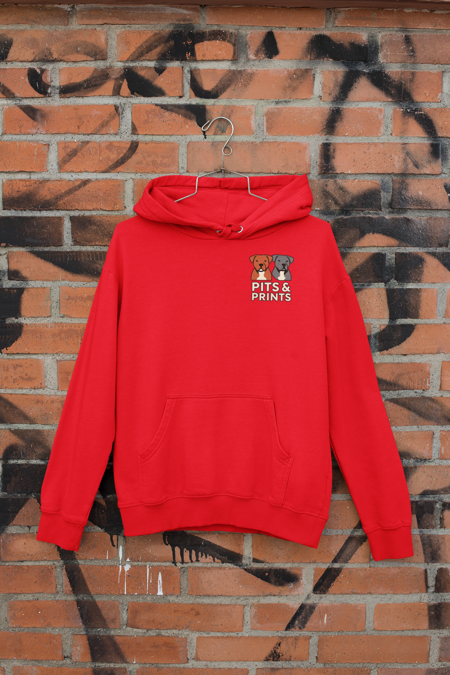 Red Pits & Prints Chest logo hoodie.png
