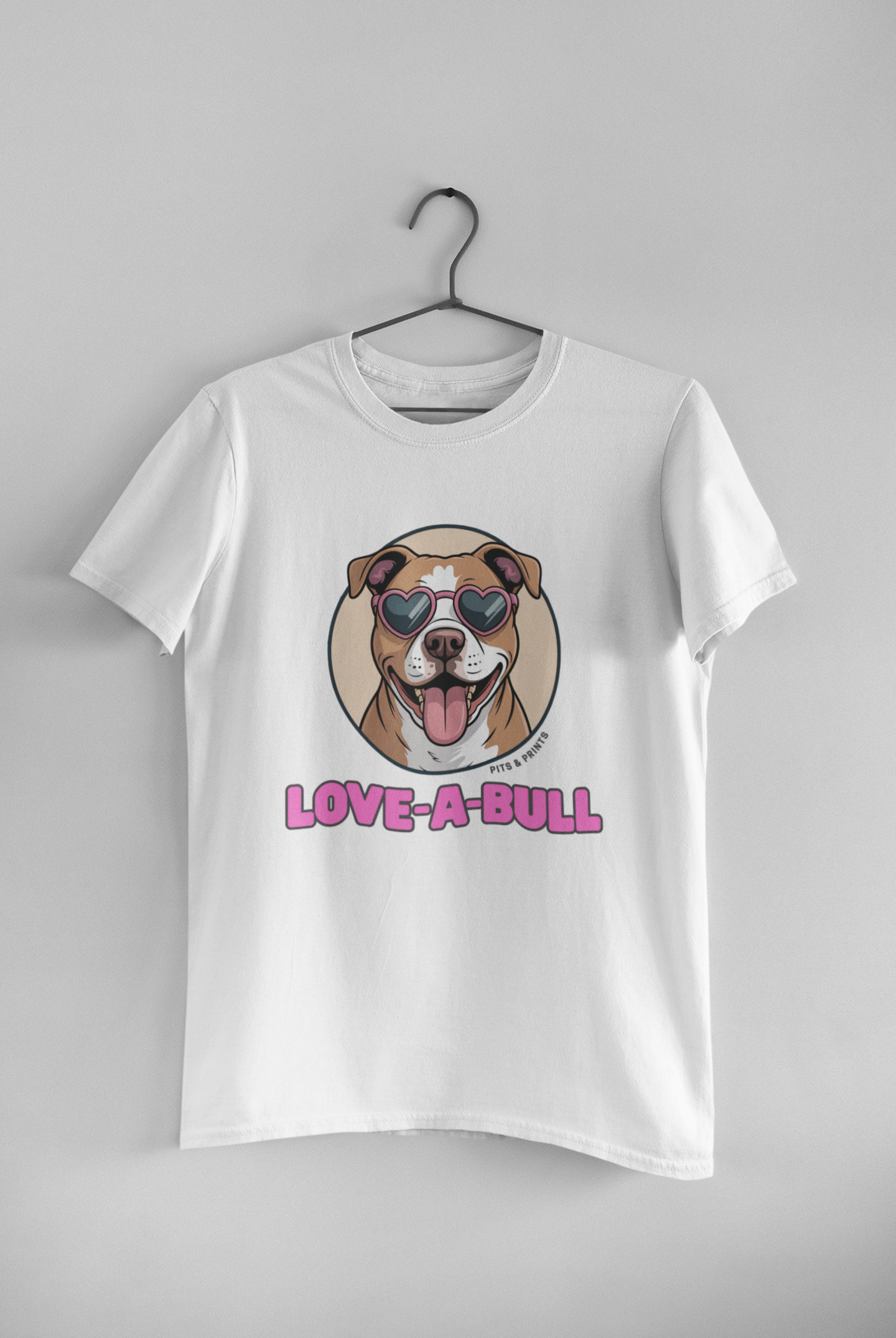 Love-A-Bull t-shirt featuring pit bull advocacy design on soft unisex cotton tee
