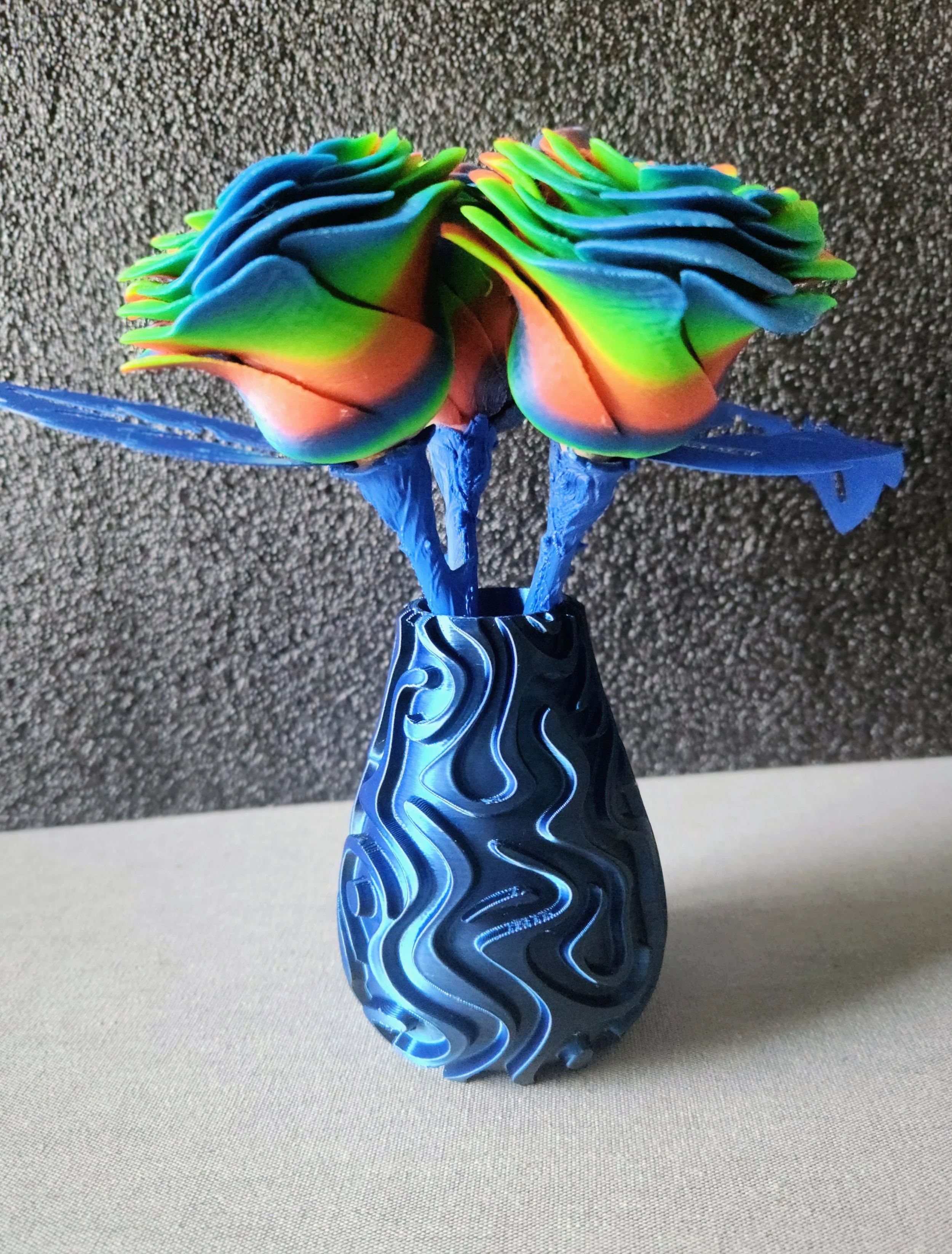 Metallic Blue with Blue stem Rainbow Roses