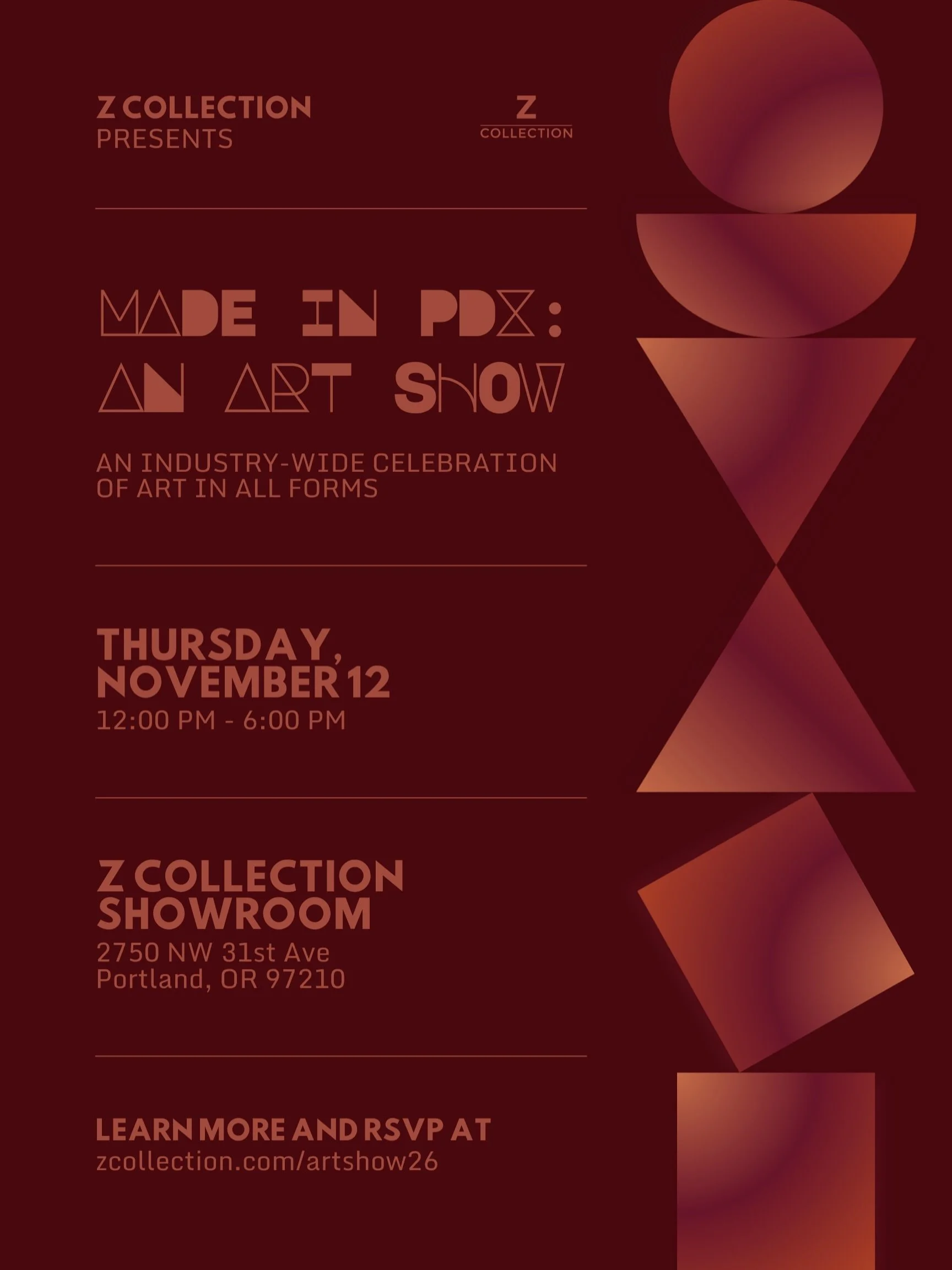 Three years running and still my favorite day of the year 🎨 Made in PDX: An Art Show is back at @zcollection.usa, and I&rsquo;m already thinking about how good it&rsquo;s going to feel to be in a room full of this much talent!!

Thursday, Nov 12 | 1