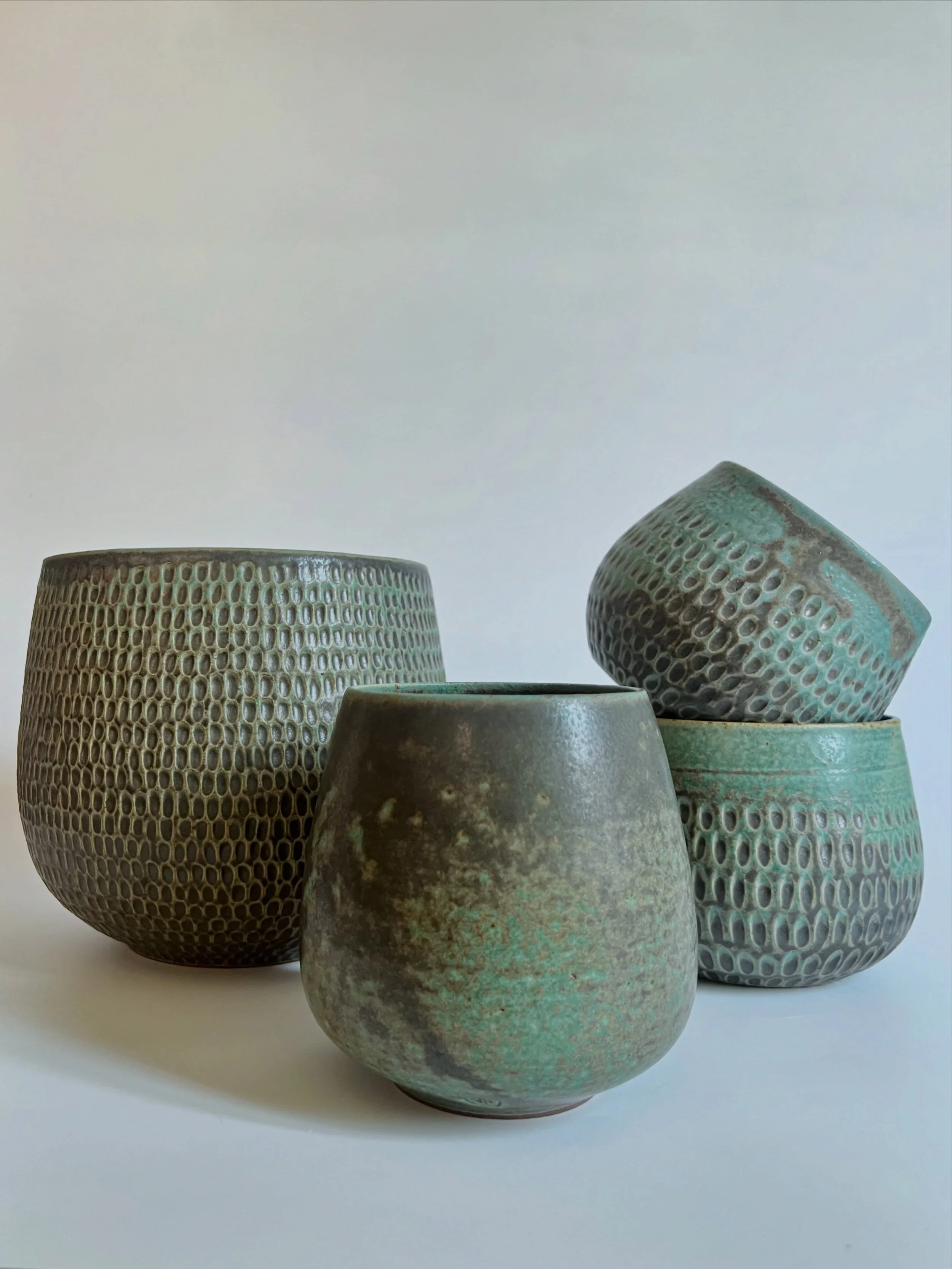Just pulled these out of a reduction firing at @radiusartstudio and I&rsquo;m thrilled with where they landed.

This is a clay body I picked up on my last trip to @clayartcentertacoma, glazed in a house glaze mixed by @nowwhatpotteryworks, and gas re
