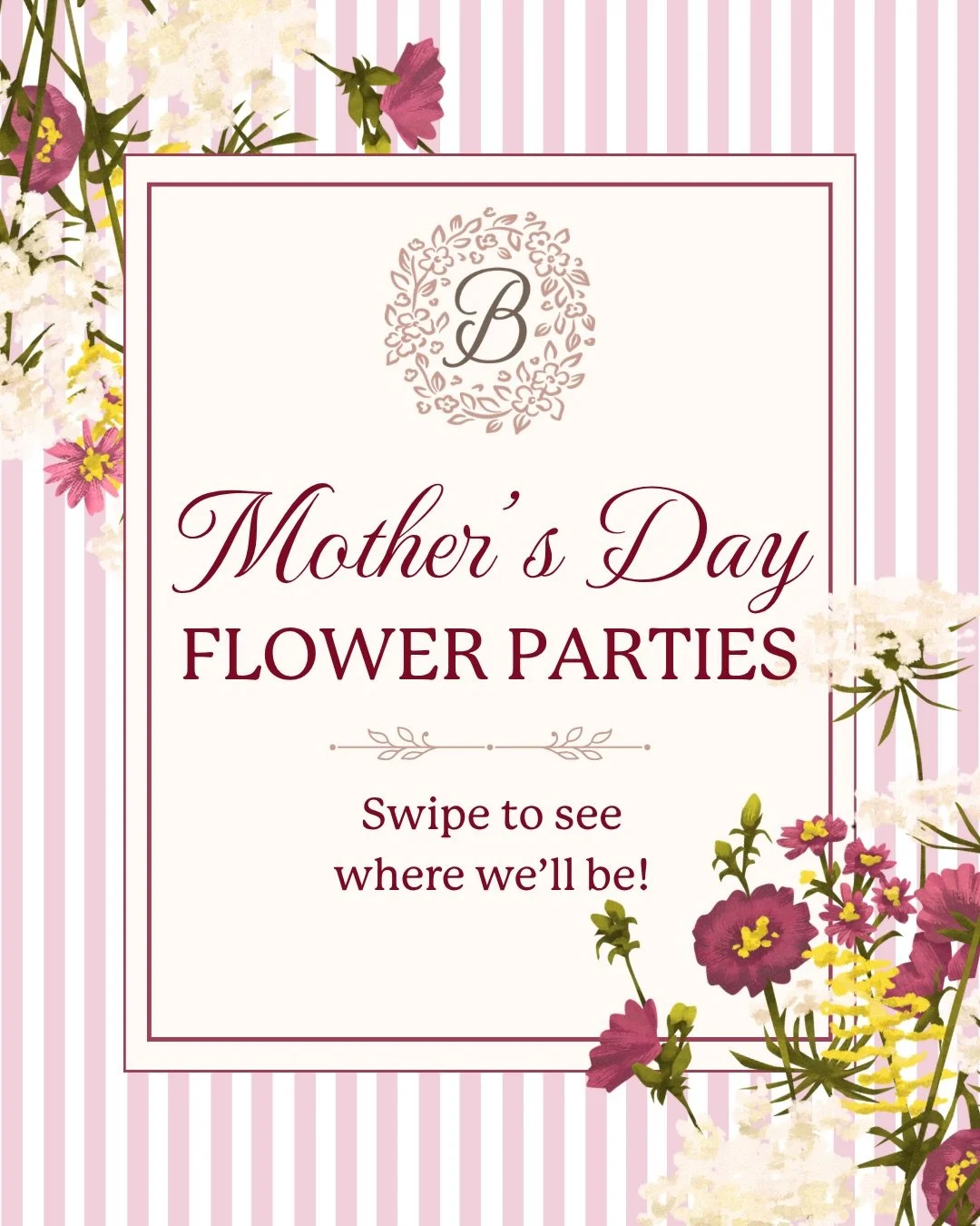 🩷 Give Mom the gift of quality time AND flowers this year! 

Come experience a Flower Party with The Blossomist and leave feeling connected and refreshed. You&rsquo;ll get to make a beautiful floral arrangement to take home with you and enjoy for ev
