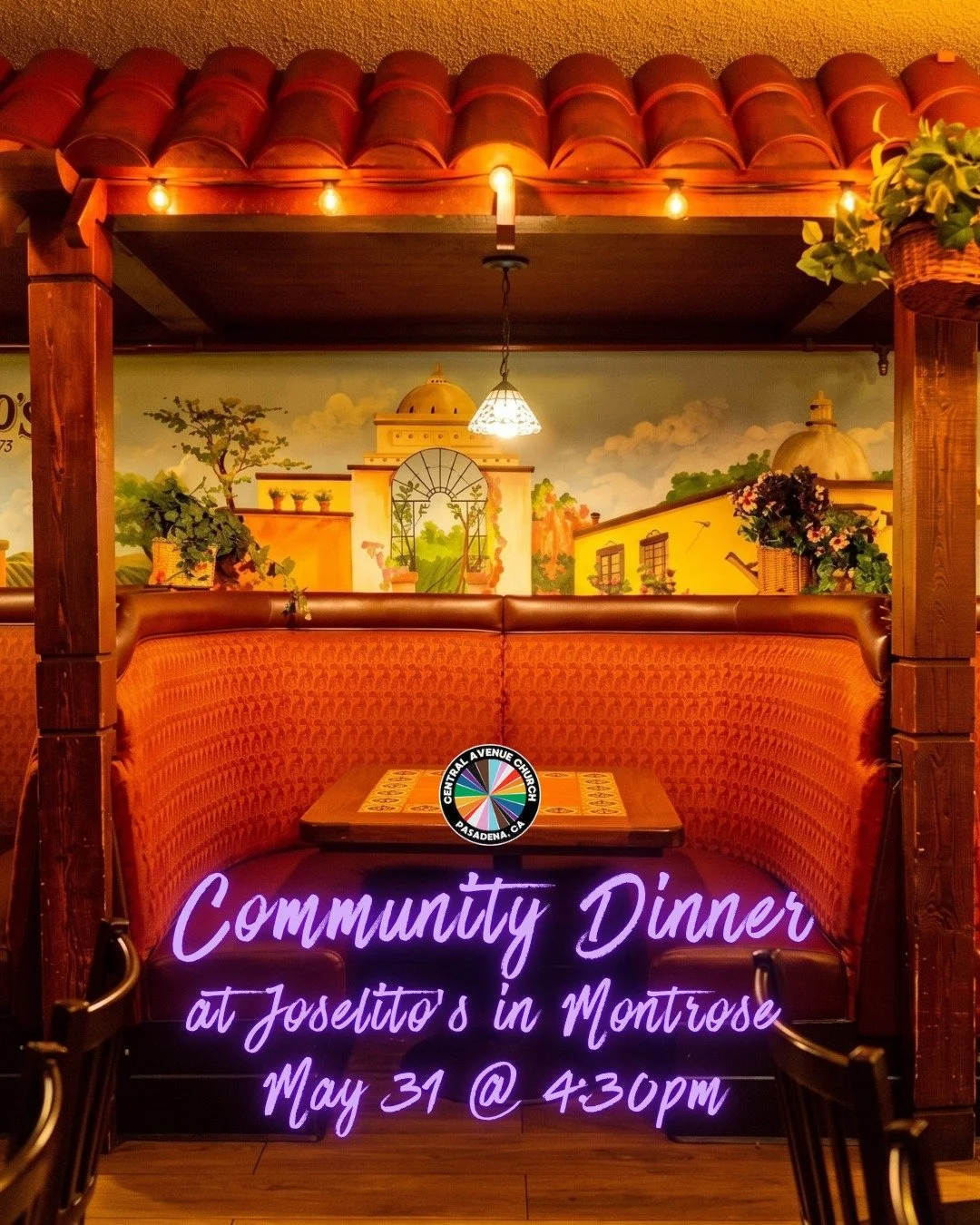 On the last Sunday of every month, we offer a hosted community dinner in lieu of our Sunday service. Join us on May 31st at 4:30pm at Joselito&rsquo;s Mexican Food in Montrose. Bring a friend!