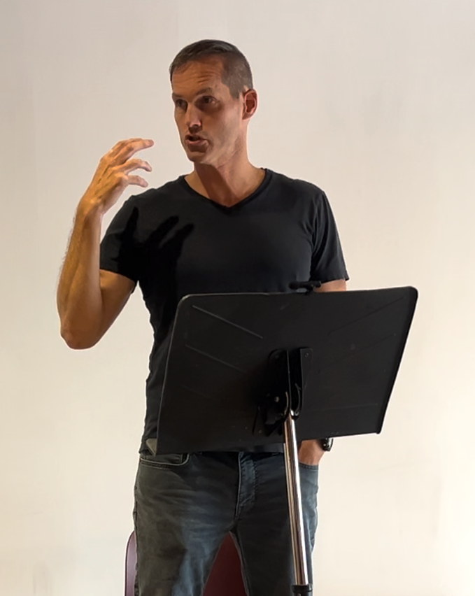 Aaron Van Voorhis giving a sermon at progressive Central Avenue Church in Pasadena, California