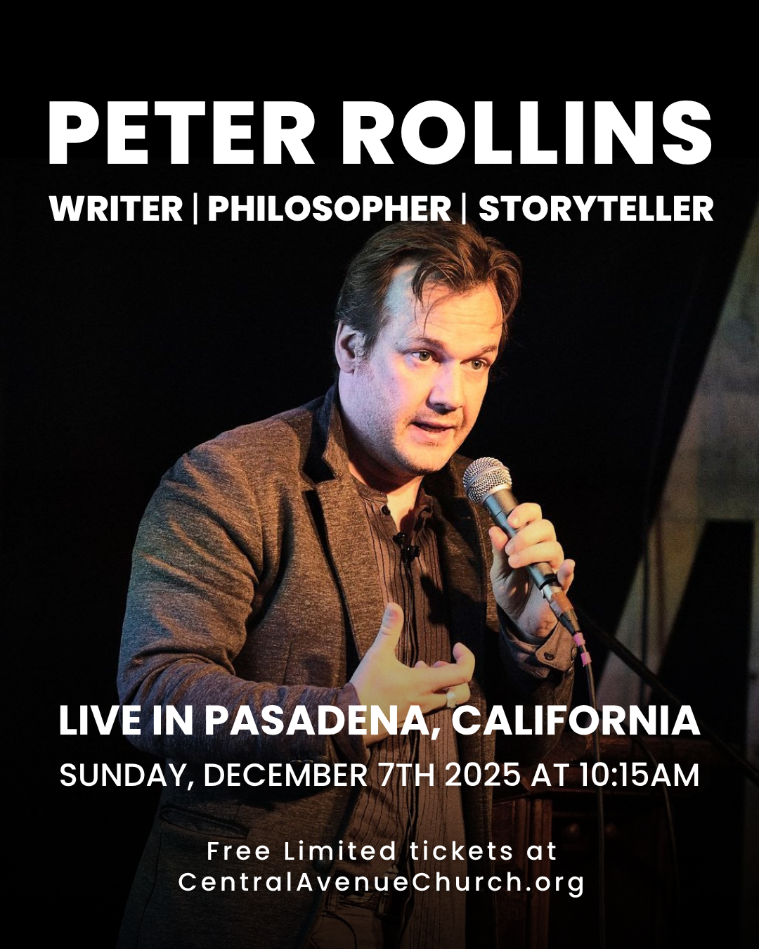 Peter Rollins live in Pasadena, California on Sunday, December 7, 2025