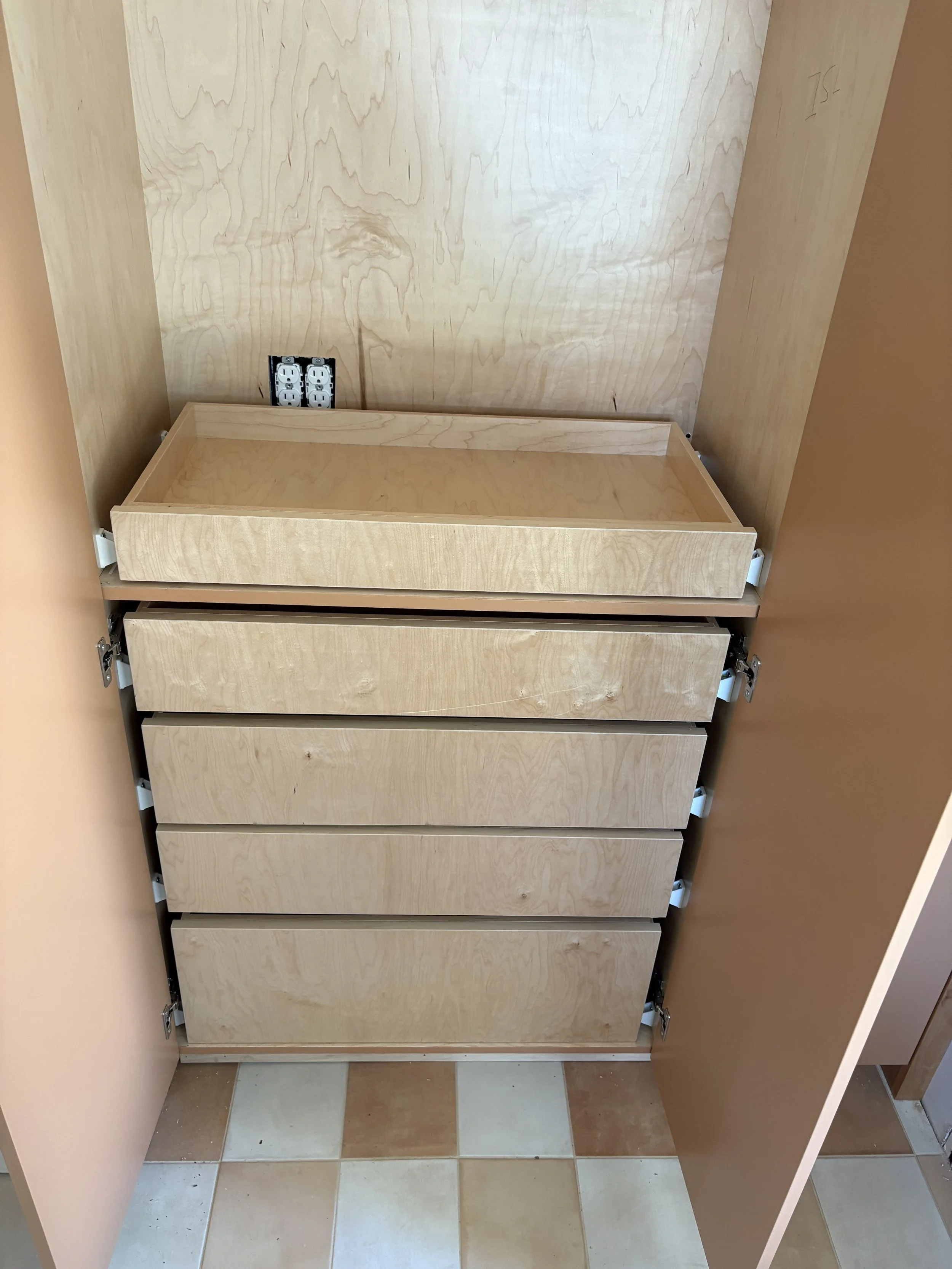 Slide out drawers built into a pantry