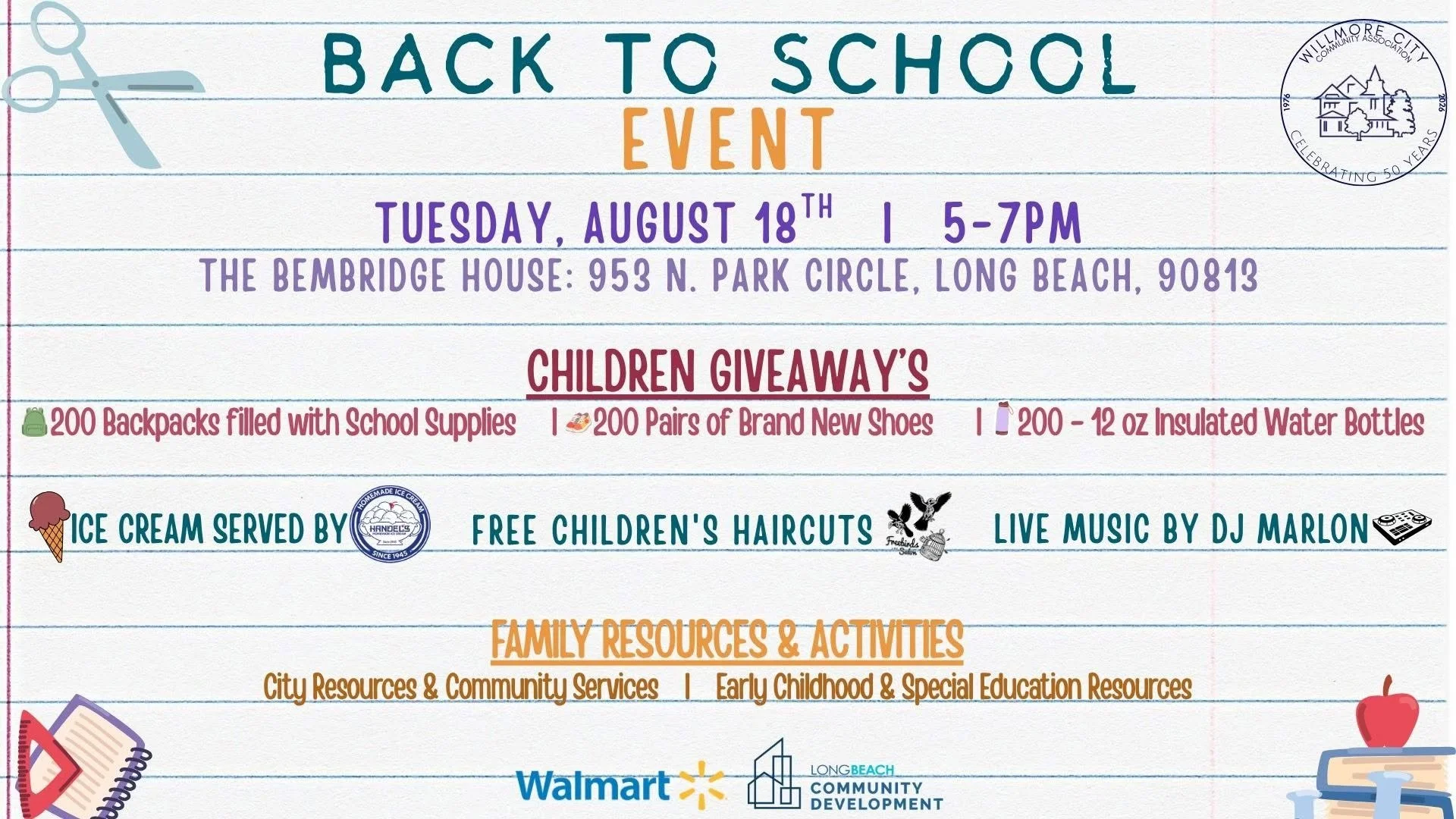 WCCA Annual Back-to-School Event Flyer