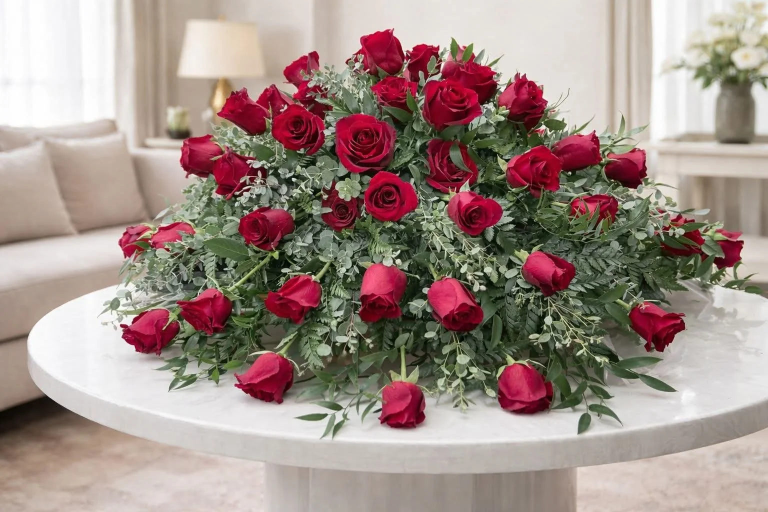Elegant Red Rose Casket Spray