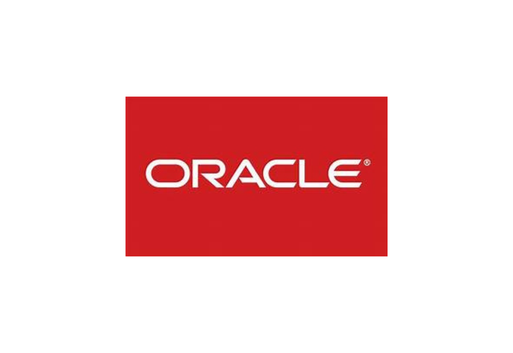Oracle logo with white text on a red background.