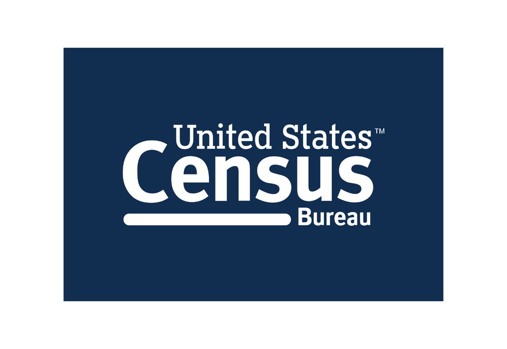 United States Census Bureau logo with navy blue background and white text