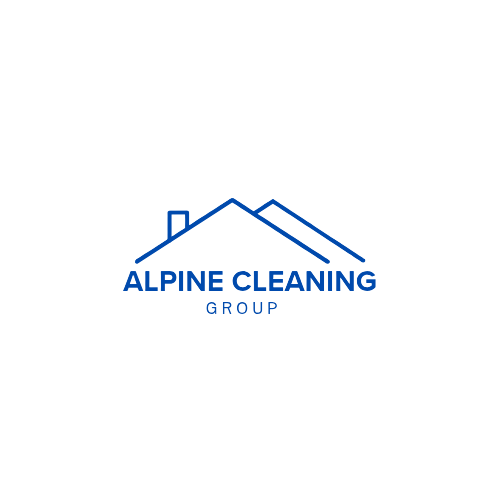 Logo for Alpine Cleaning Group featuring a stylized roofline and the company name in blue text.