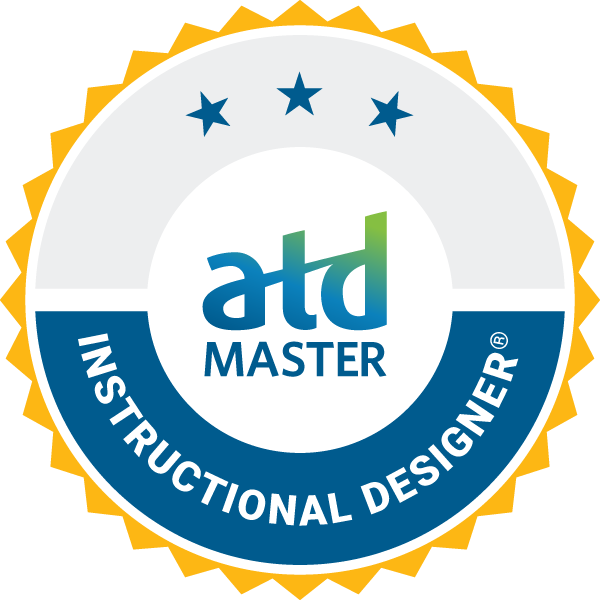 A digital badge from the Assoctiation for Talent Development for the Master Instructional Designer credential.