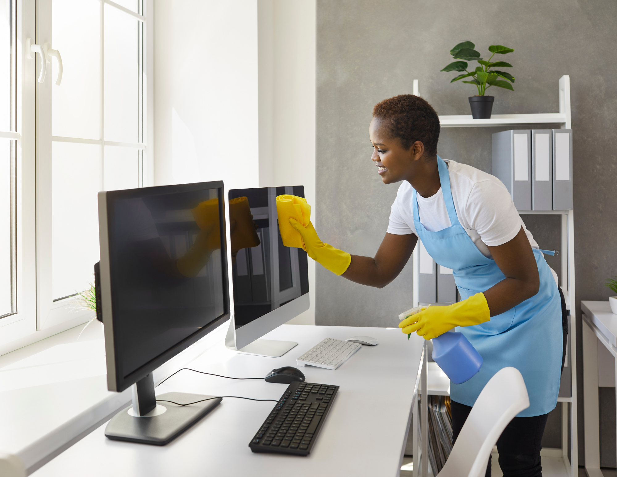 Commercial office cleaning service for small to medium offices, sanitizing workstations in NY and NJ.