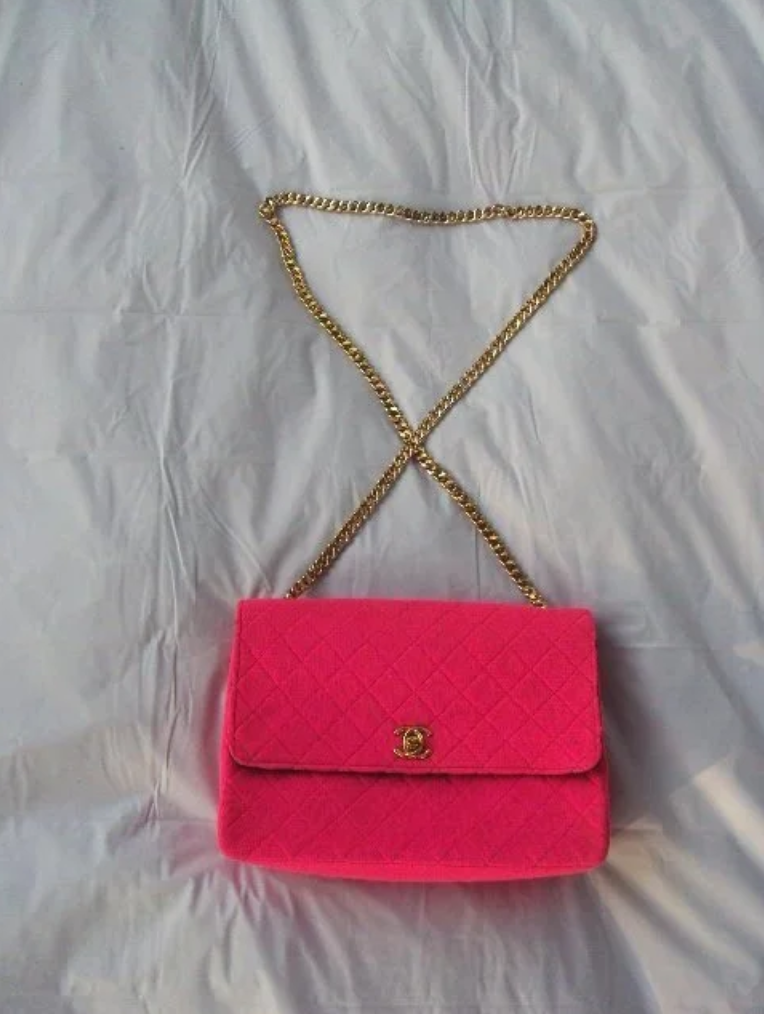 CHANEL VINTAGE 1960's HOT PINK FABRIC BAG - 2010