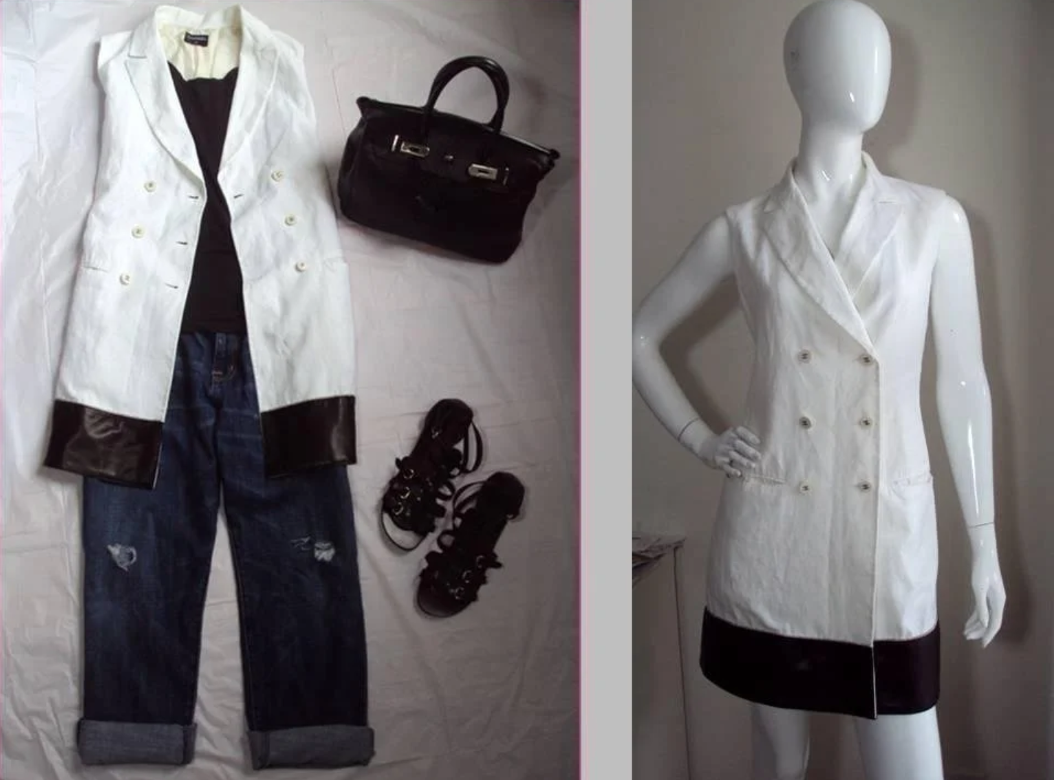 CHANEL VINTAGE 1990's VEST WITH LEATHER & CHAIN - 2013