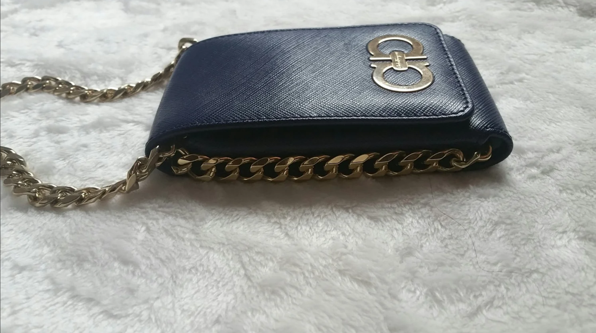 SALVATORE FERRAGAMO LEATHER CIGARETTE CASE MADE INTO MINI CROSSBODY BAG ADDED GOLD CHAIN - 2016 (1)