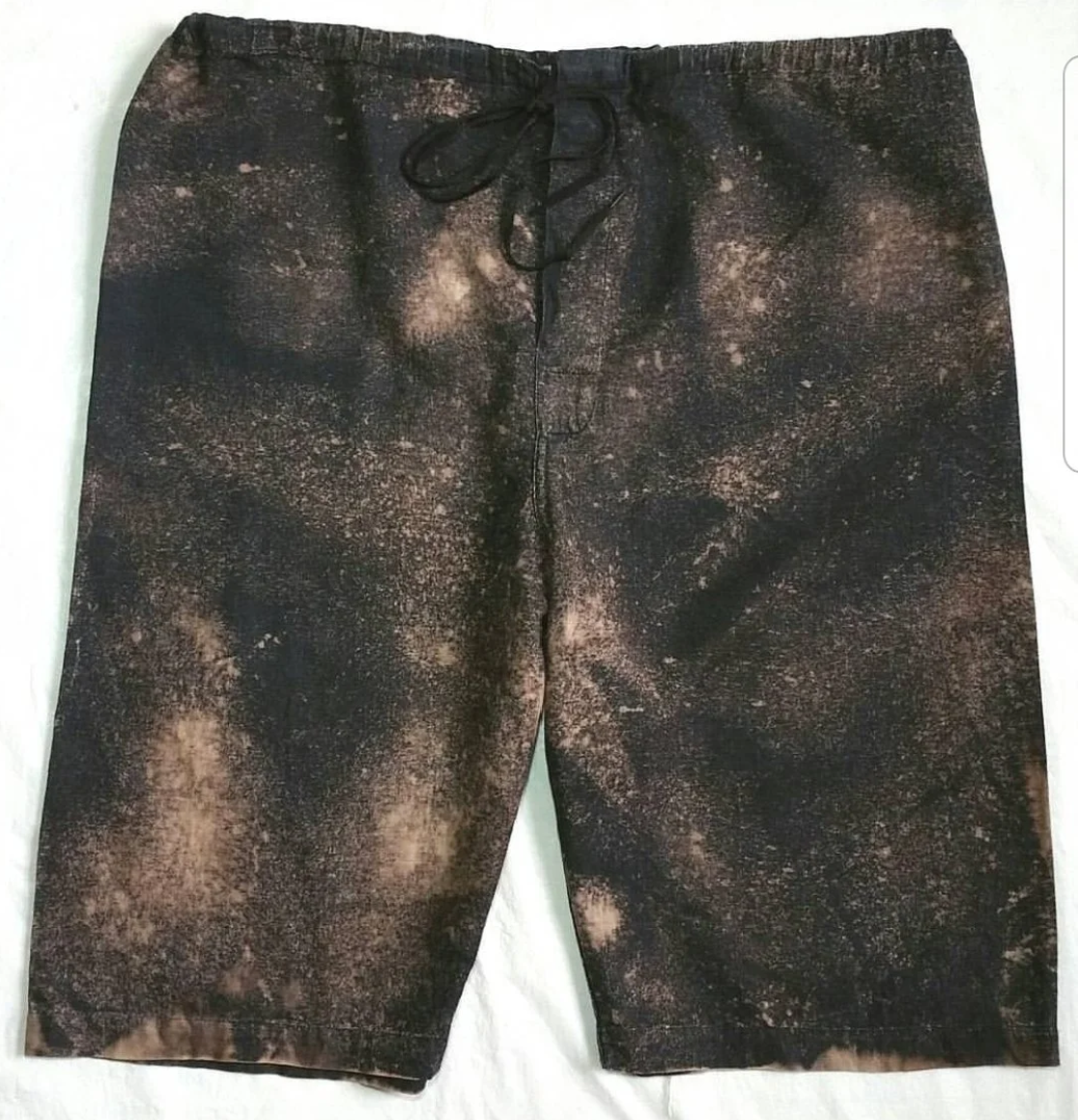 EMPORIO ARMANI MEN'S LINEN SHORTS REWORKED CUSTOM GALAXY BLEACH EFFECT - 2018