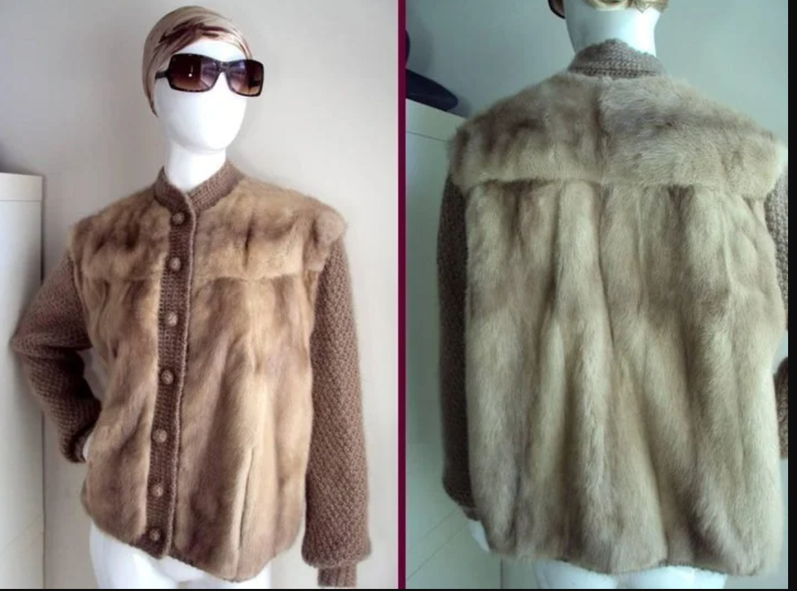 OLEG CASSINI VINTAGE 1970's MINK AND ALPACA KNIT JACKET - 2011