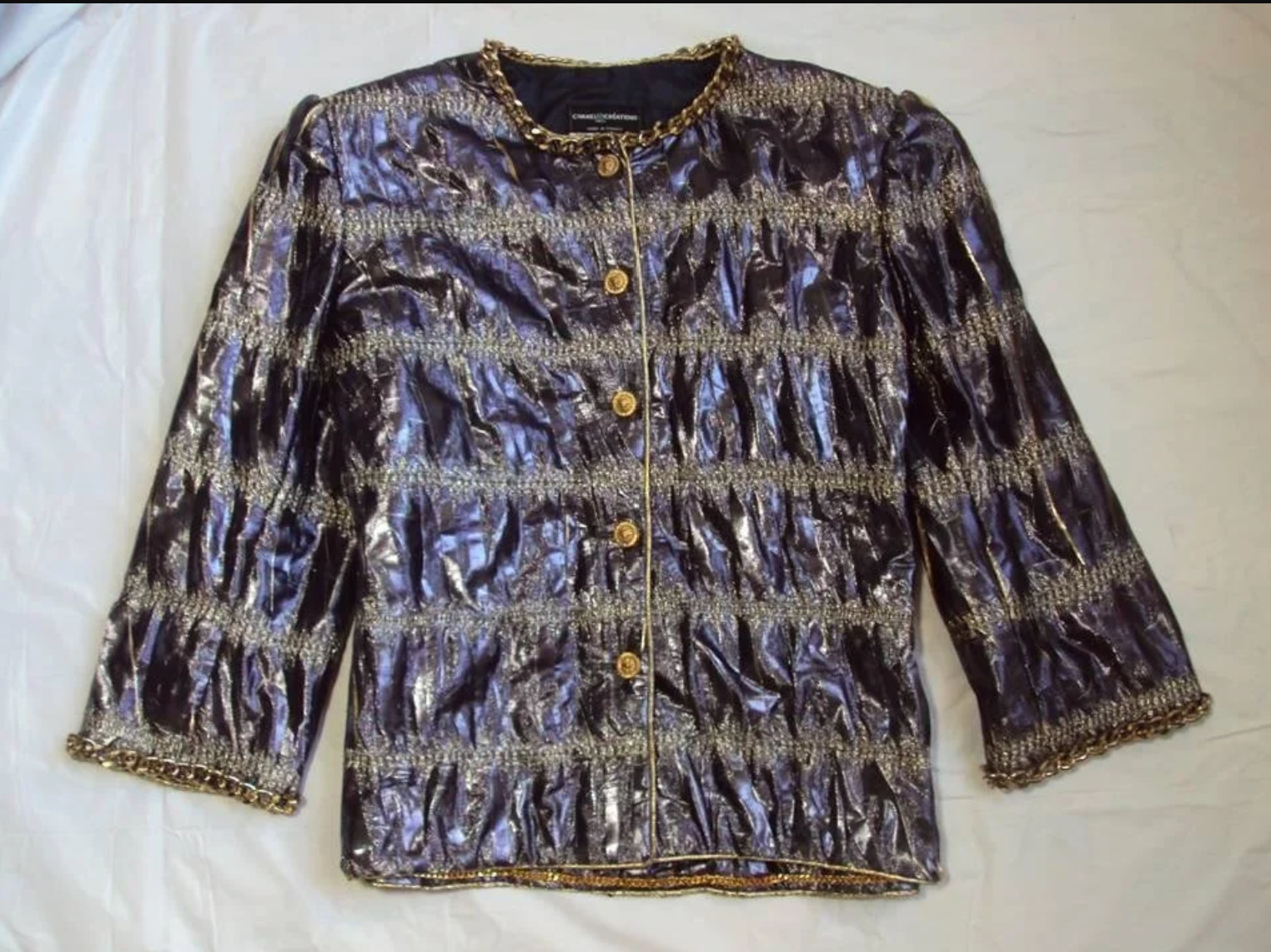 CHANEL CREATIONS 1970's JACKET WITH THICK CHUNKY CHAIN TRIM - 2013