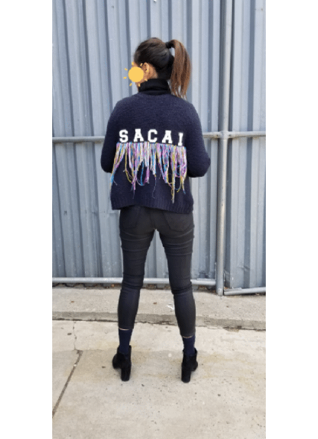 SACAI KNIT SWEATER "REMADE" ZIP FRINGE KNIT JACKET 2020