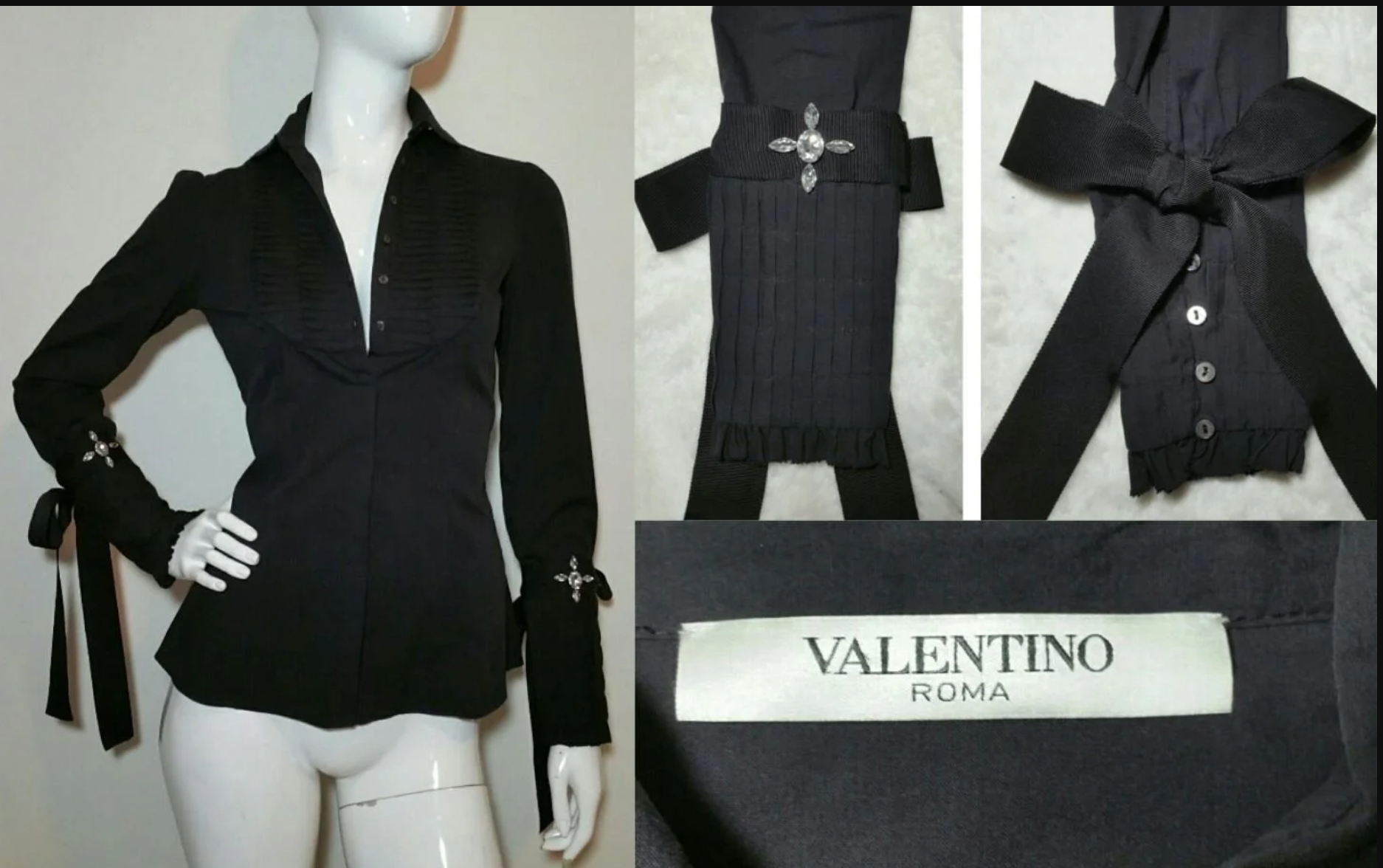 VALENTINO ADDED JEWELED CRYSTAL DETAILS AND RIBBON TIES ON ARMS - 2018