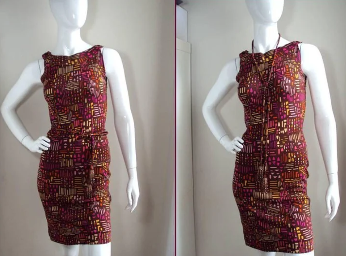 EMILIO PUCCI VINTAGE 1960's SILK JERSEY DRESS MADE BELT WITH CRYSTAL TRIM - 2019