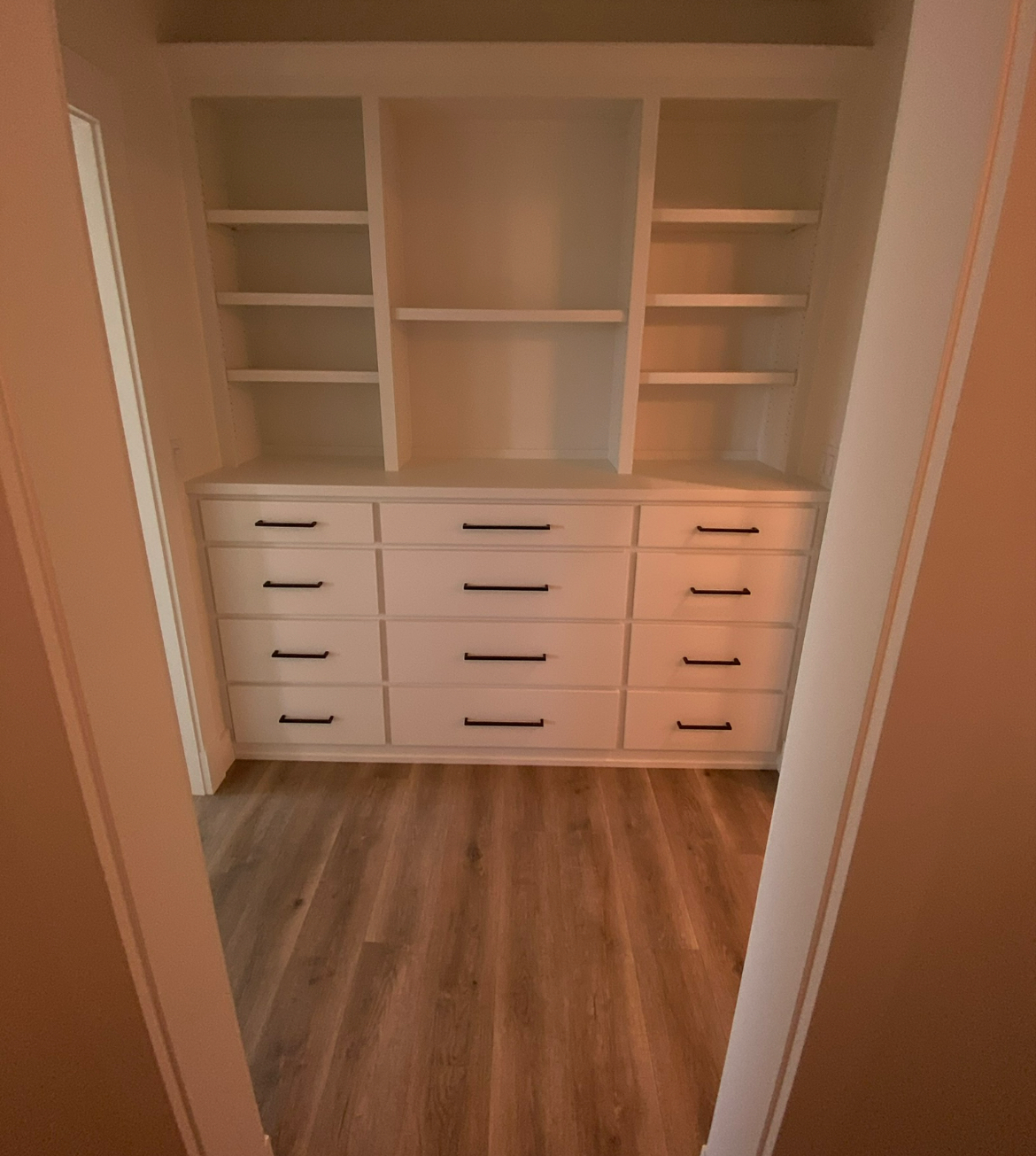 Custom closet with built-ins and hardware