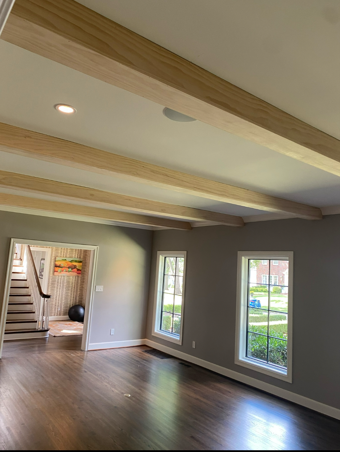 custom wooden living room beams