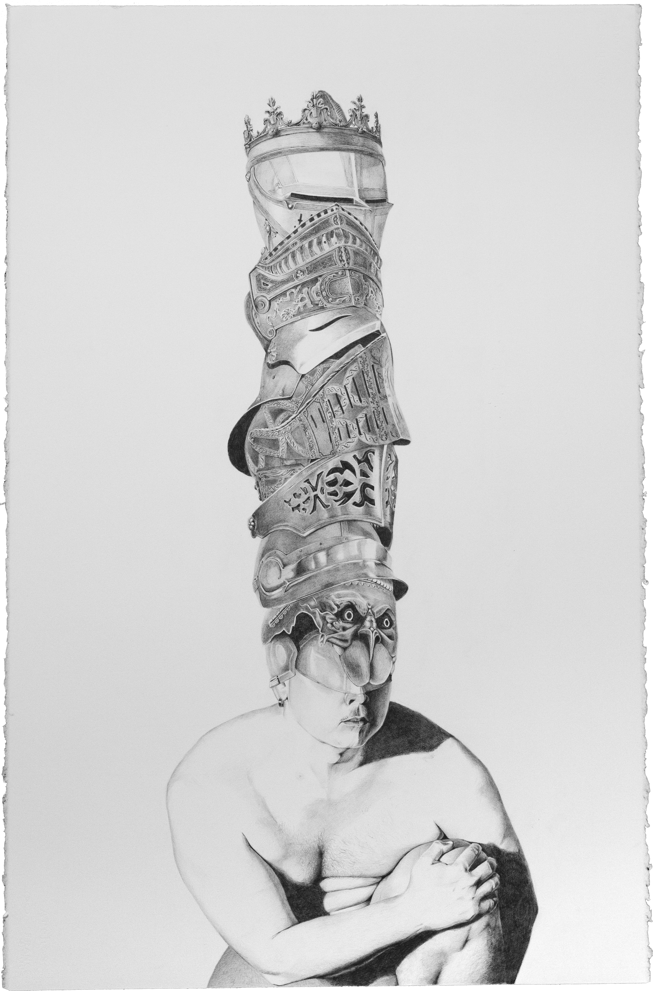 The Weight of It All (Atlas Could Never). 2025. Graphite on paper. 101.6 x 64.8 cm.