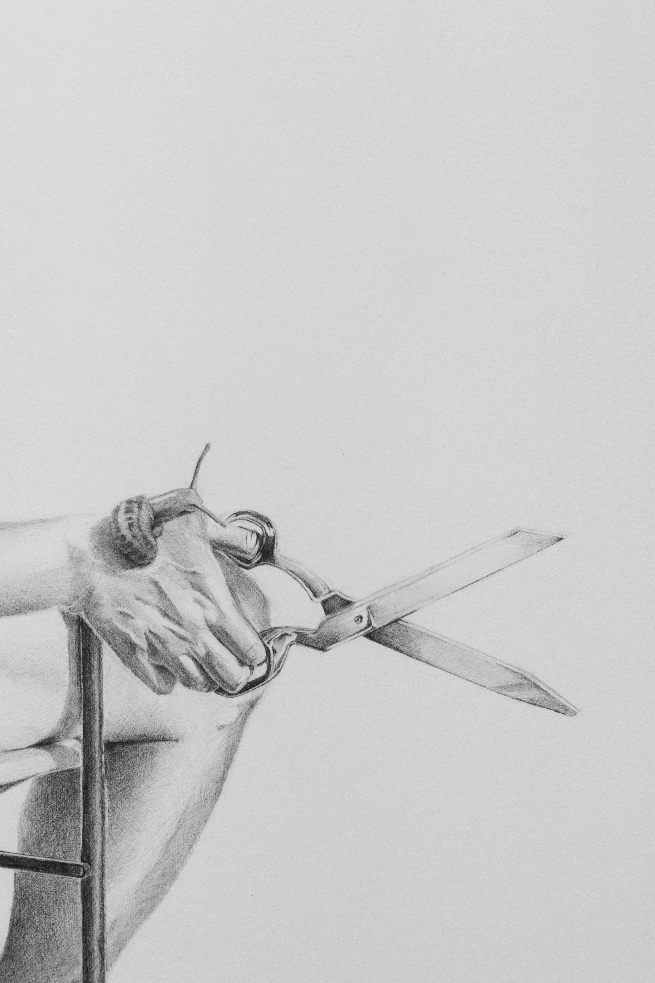 The Cut (What Are Little Boys Made Of?) [Detail]. 2025. Graphite on paper. 101.6 x 64.8 cm.