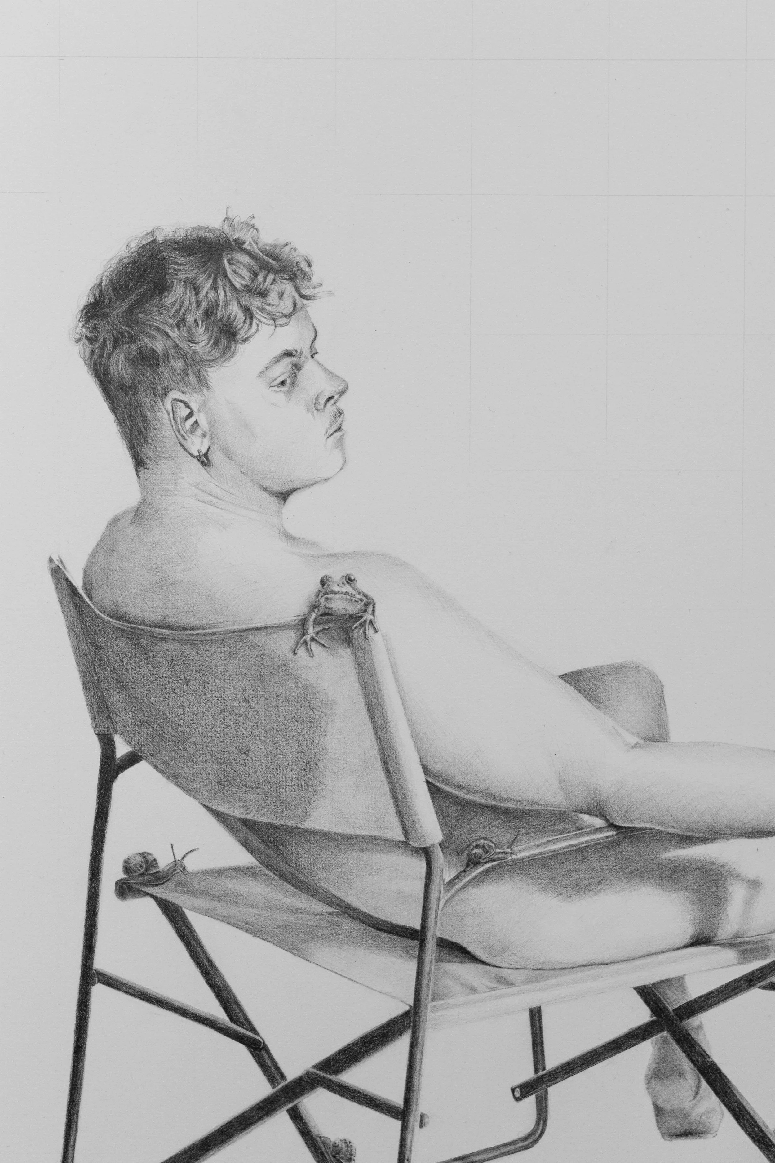 The Cut (What Are Little Boys Made Of?) [Detail]. 2025. Graphite on paper. 101.6 x 64.8 cm.