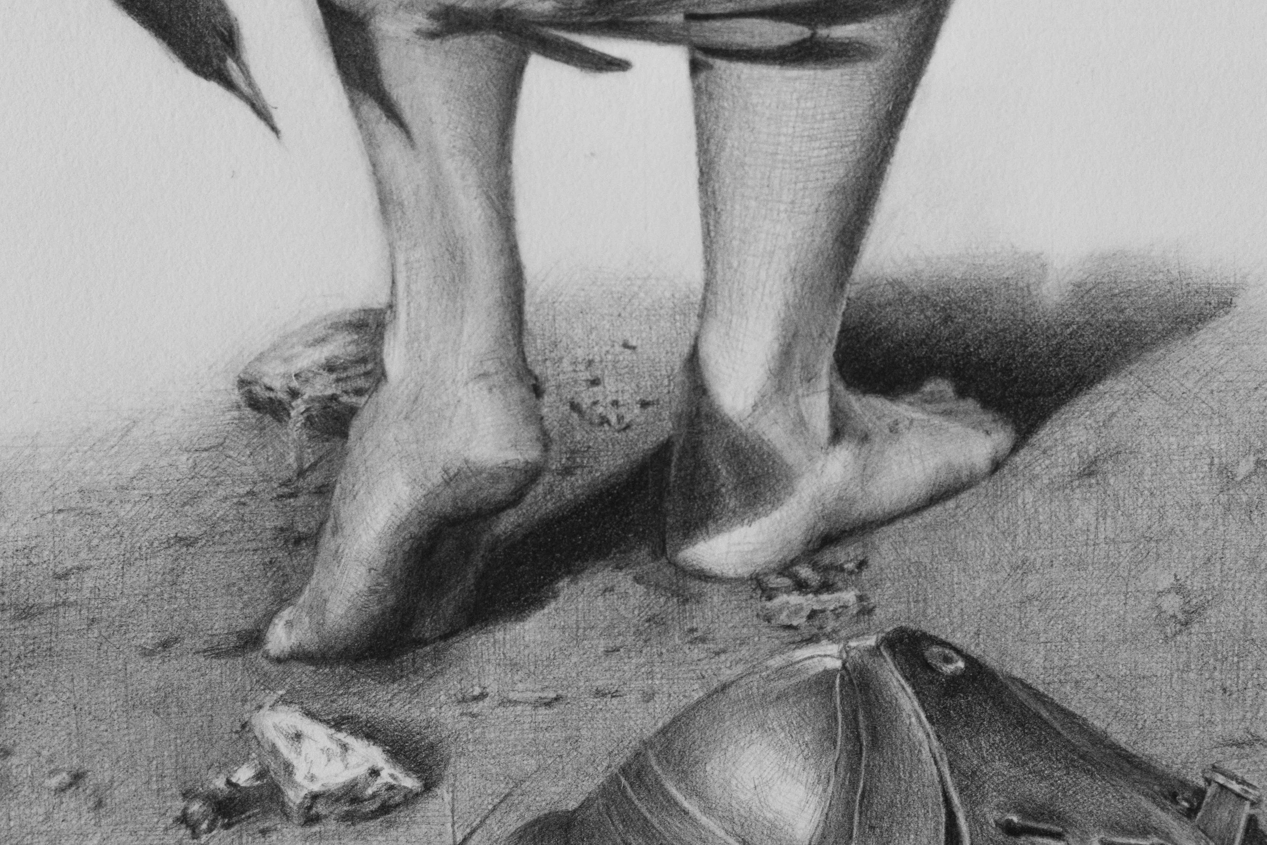 Remembered I outgrew you a long time ago [detail]. 2026. Graphite on paper. 29.7 x 21 cm.