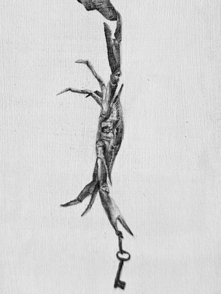 Making Friends with Mercuriality (Detail). 2026. Graphite on prepared MDF. 22.9 x 12.7 cm.