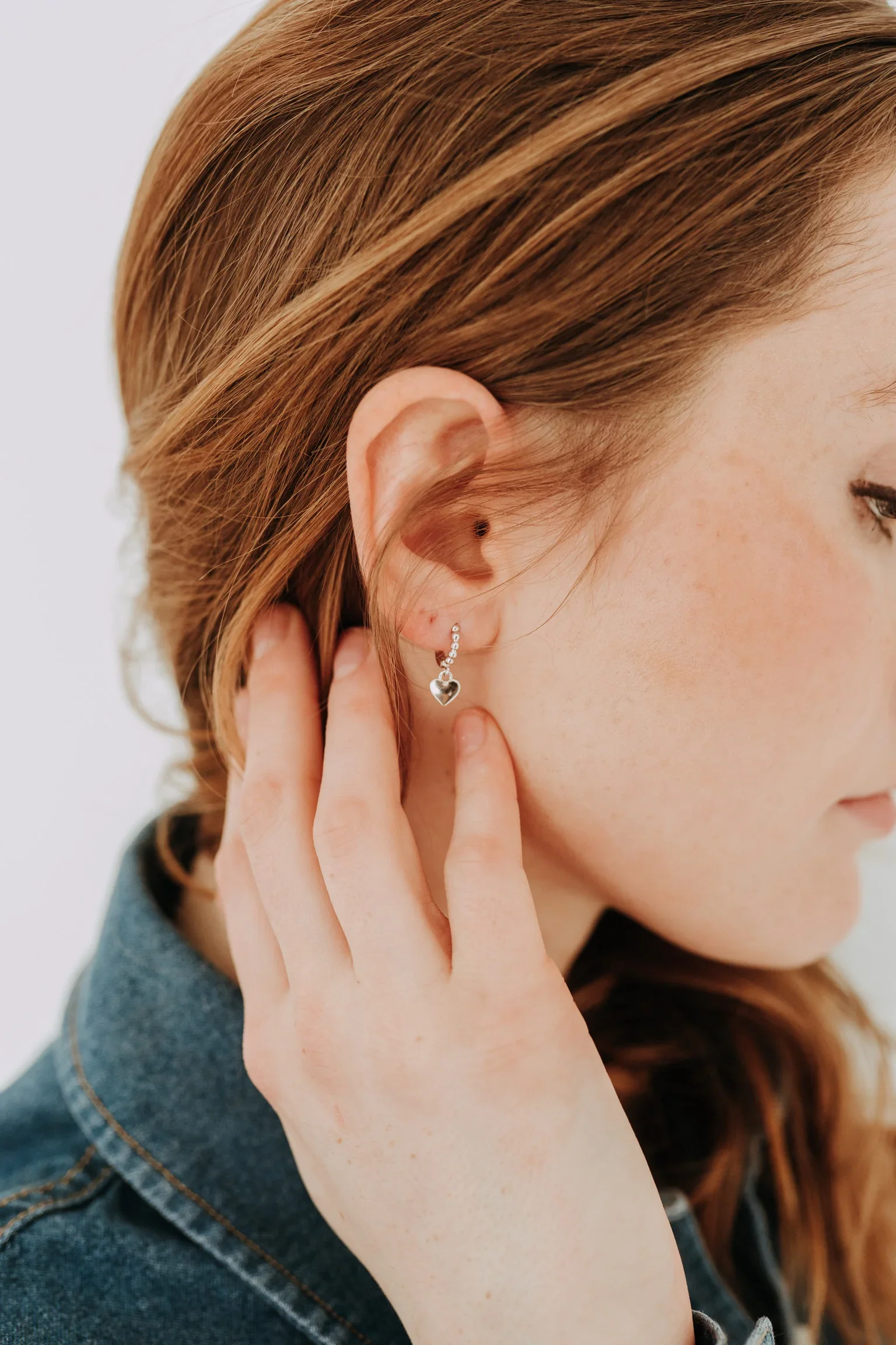 Silver Heart Charm Hoops - Sydney Rose Co.