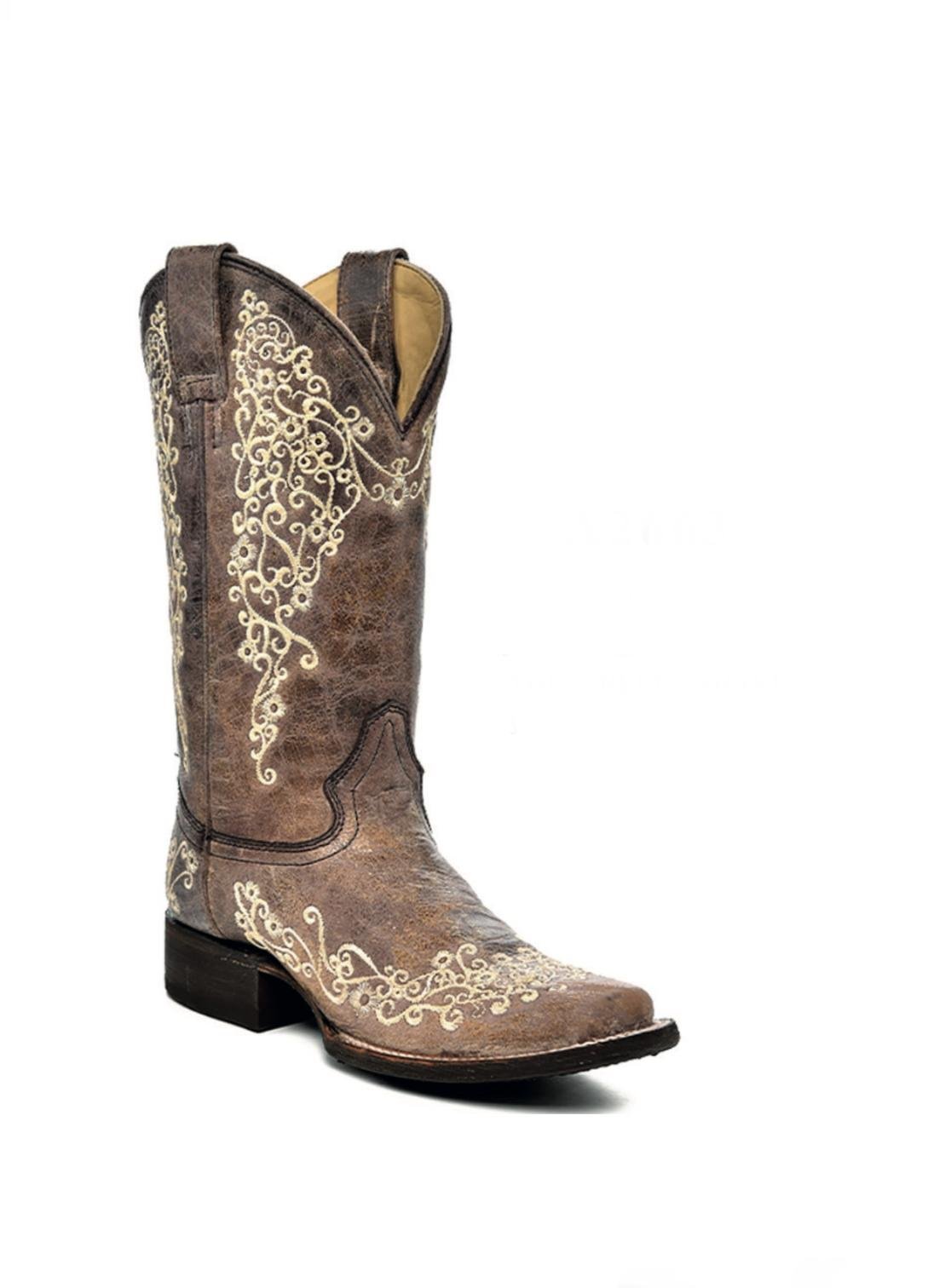 Corral Brown Embroidery Boots