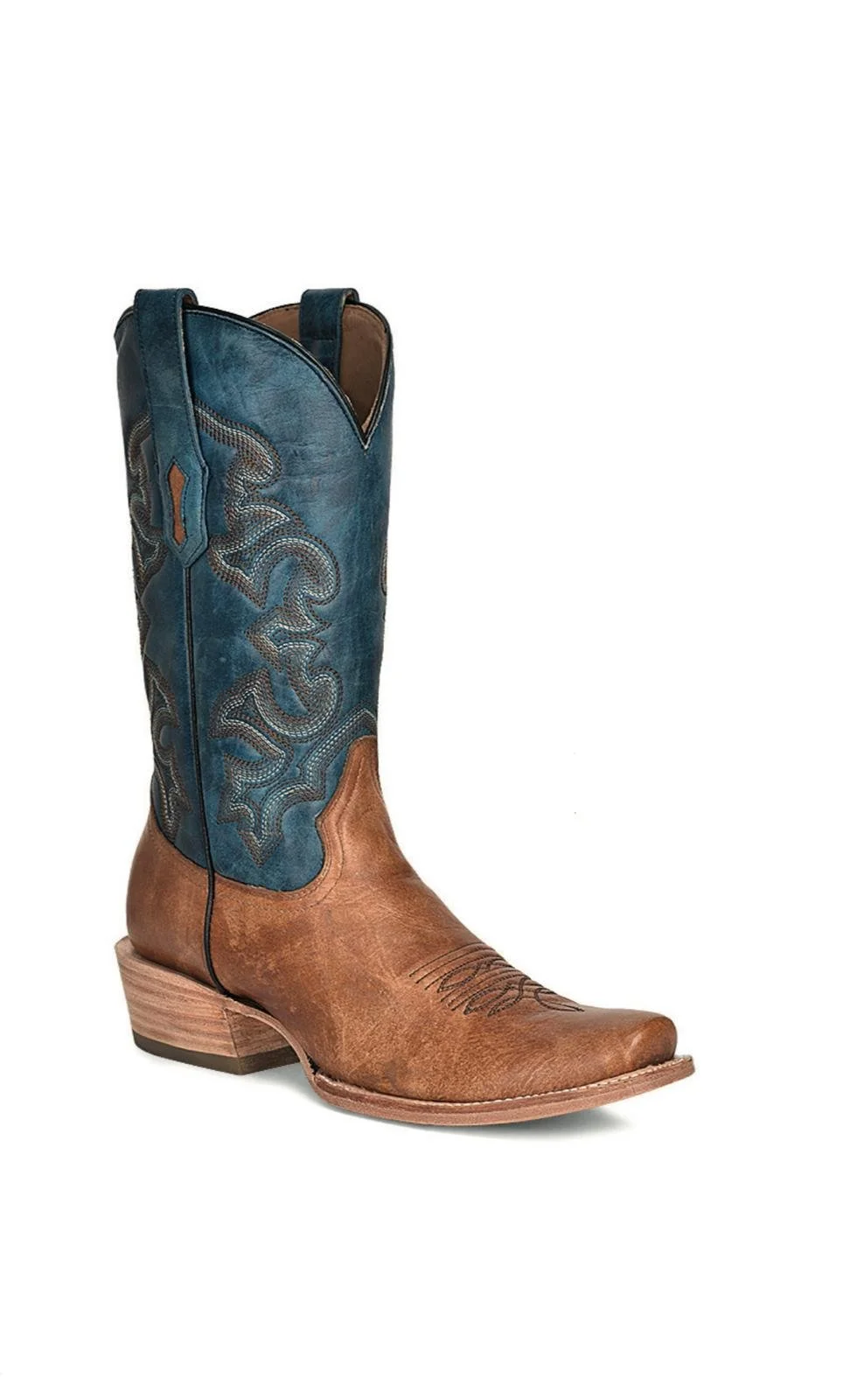 Corral Blue and Brown Embroidered Boots