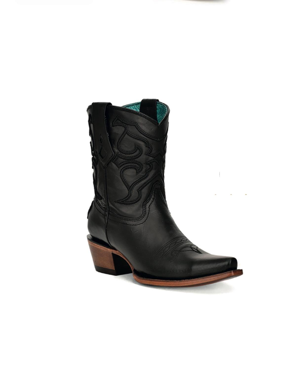 Corral Black Embroidered Ankle Boots